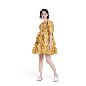 Kika Vargus x Target Gold Mum Floral Puff Sleeve Mini Dress